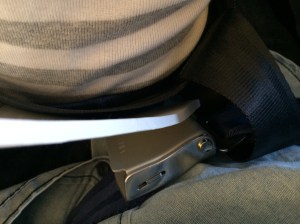 a thin pad between the buckle and the little guy's back is not too bulky and prevents discomfort