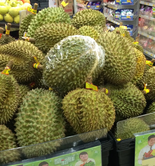 Durian: The spikes are symbolic of what the taste does to your palate